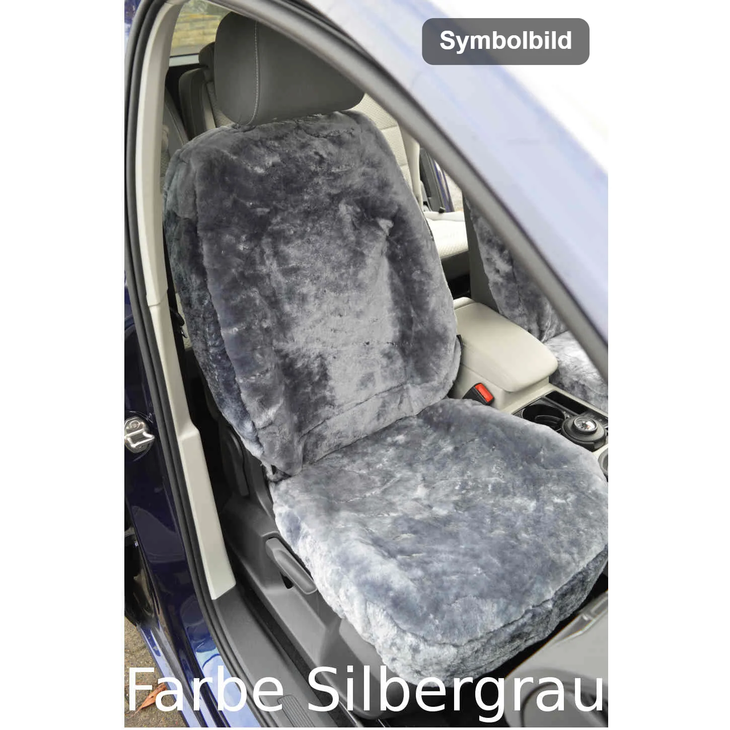 Symbolbild – Autositzbezug aus Lammfell in Farbe Silbergrau, Abbildung ähnlich
