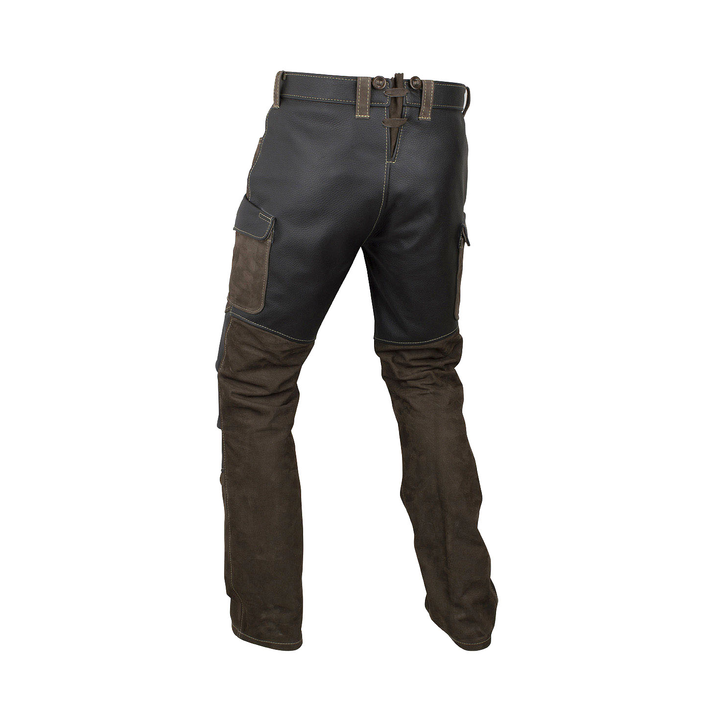 Lederhose »Holzfäller« in der Kombination Mocca – Robust in Rückansicht