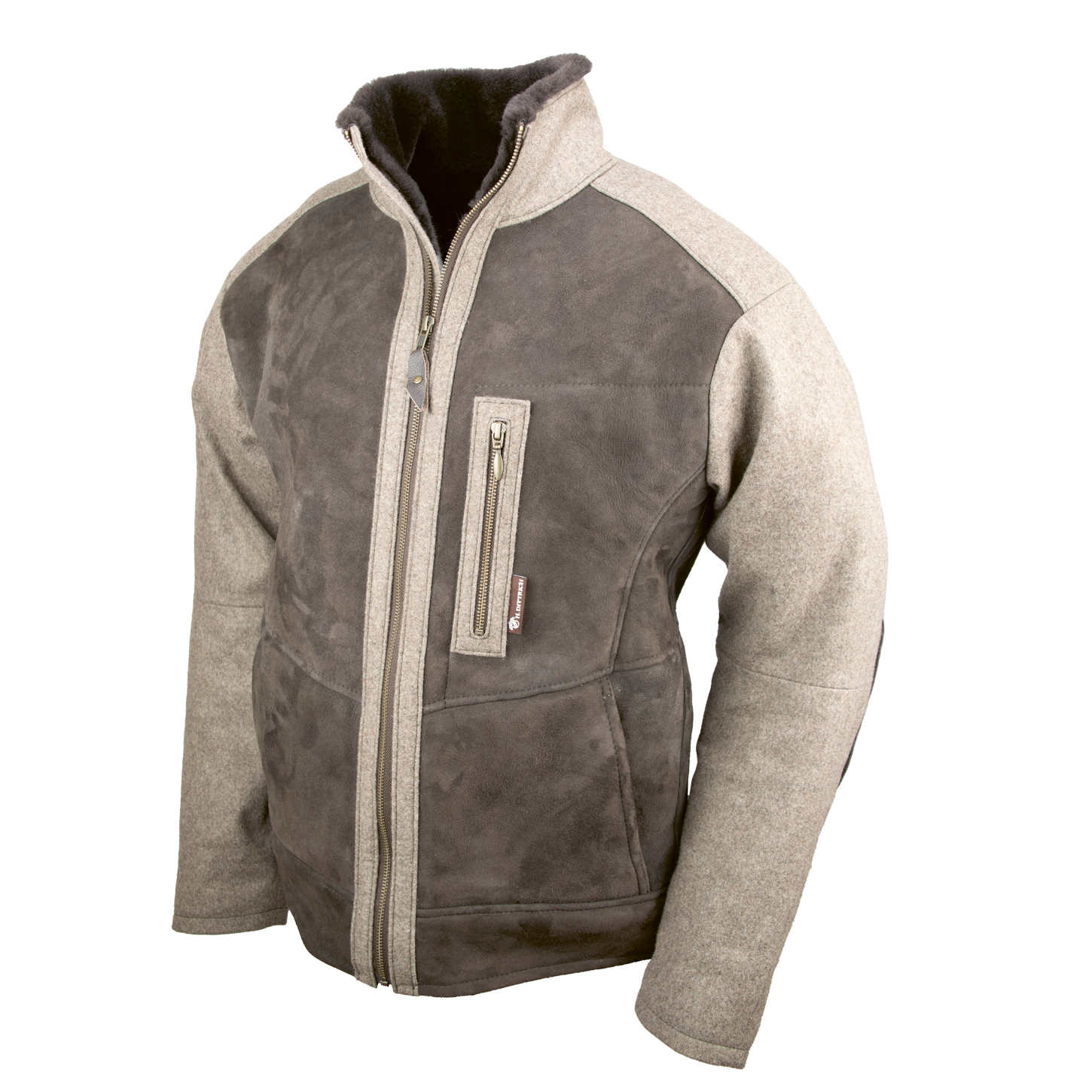 Lammfelljacke Zürich mit Ärmeln aus Loden für Herren, Farbe Anthrazit, in sportlich kurzem Schnitt, Vorderansicht