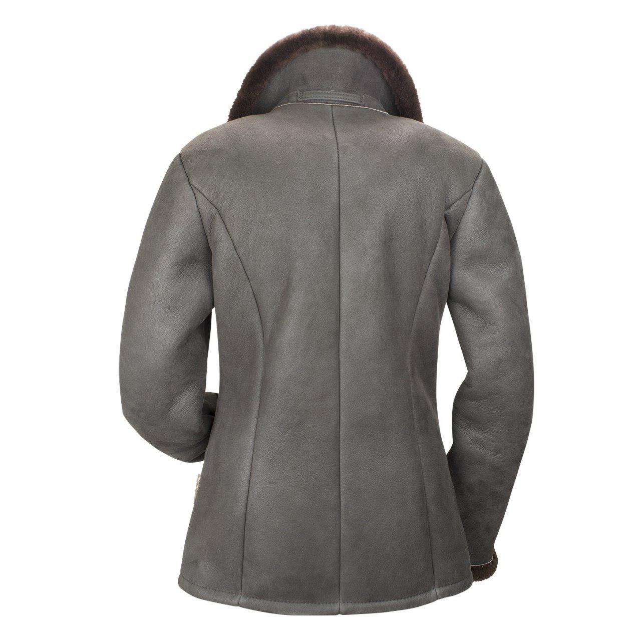 Lammfelljacke Oslo für Damen, Farbe Anthrazit, in elegantem tailliertem Schnitt, Rückansicht