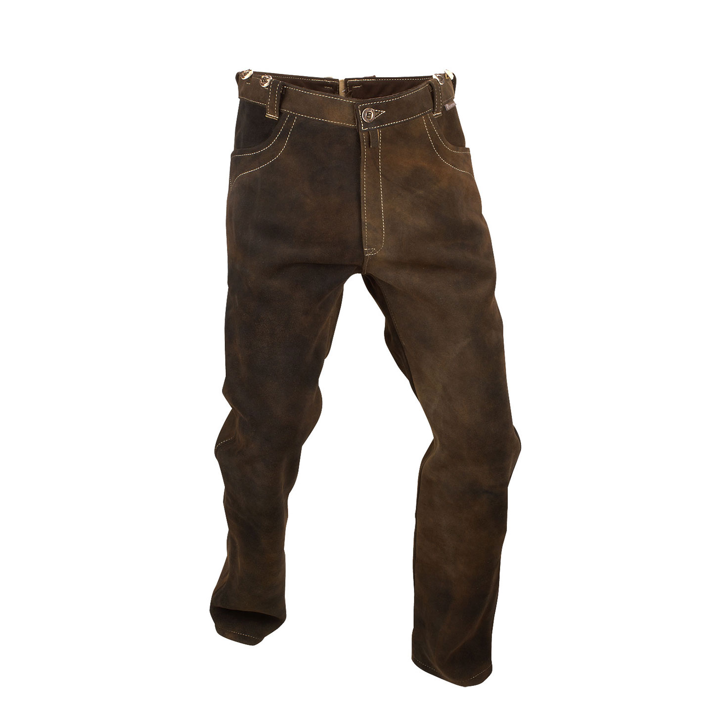Hirschlederhose »Allround« in Farbe »Altschwarz« in der Vorderansicht