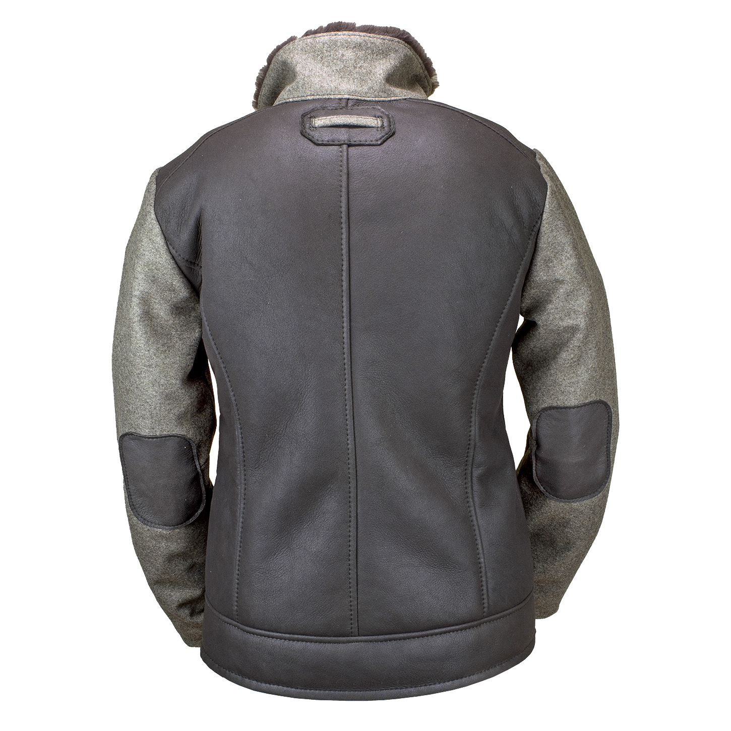 Lammfelljacke Modell Bern mit Ärmeln aus Loden, für Damen, Rückansicht