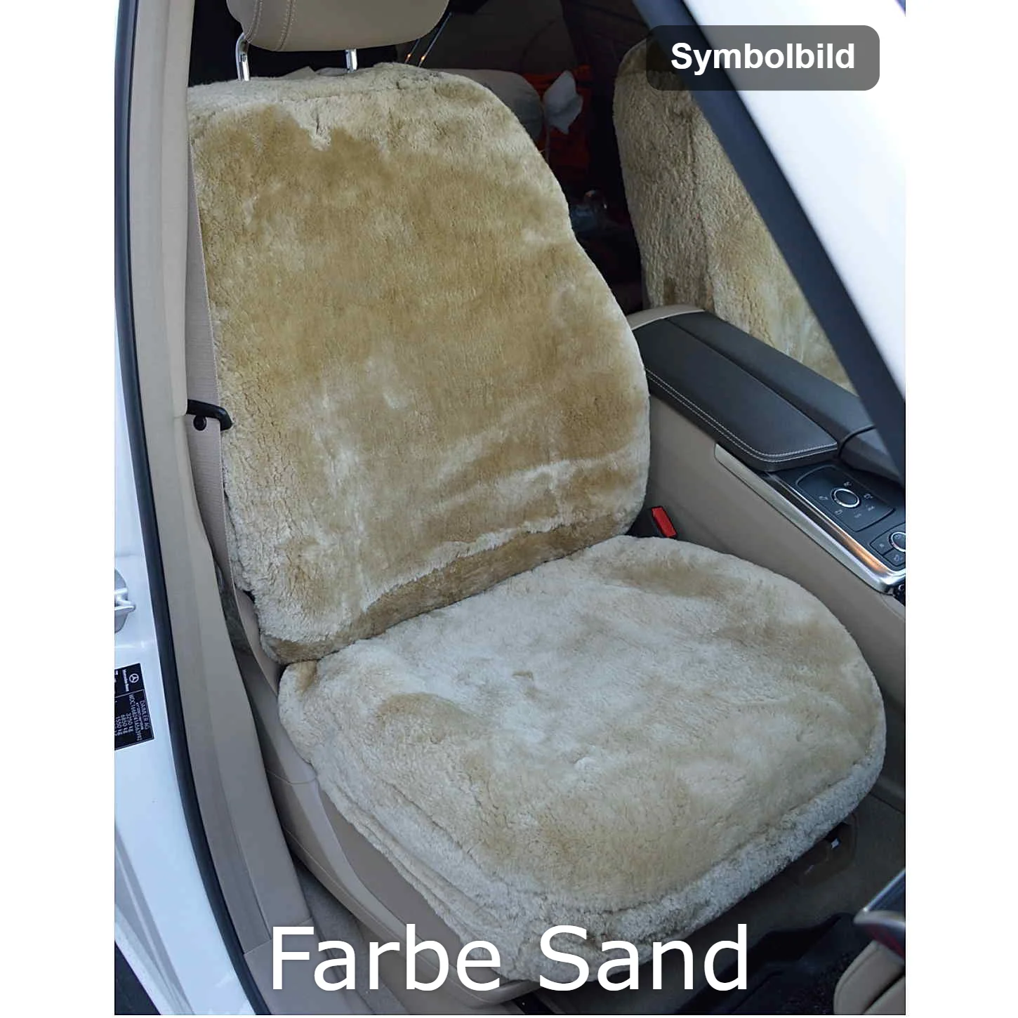 Symbolbild – Autositzbezug aus Lammfell in Farbe Sand, Abbildung ähnlich
