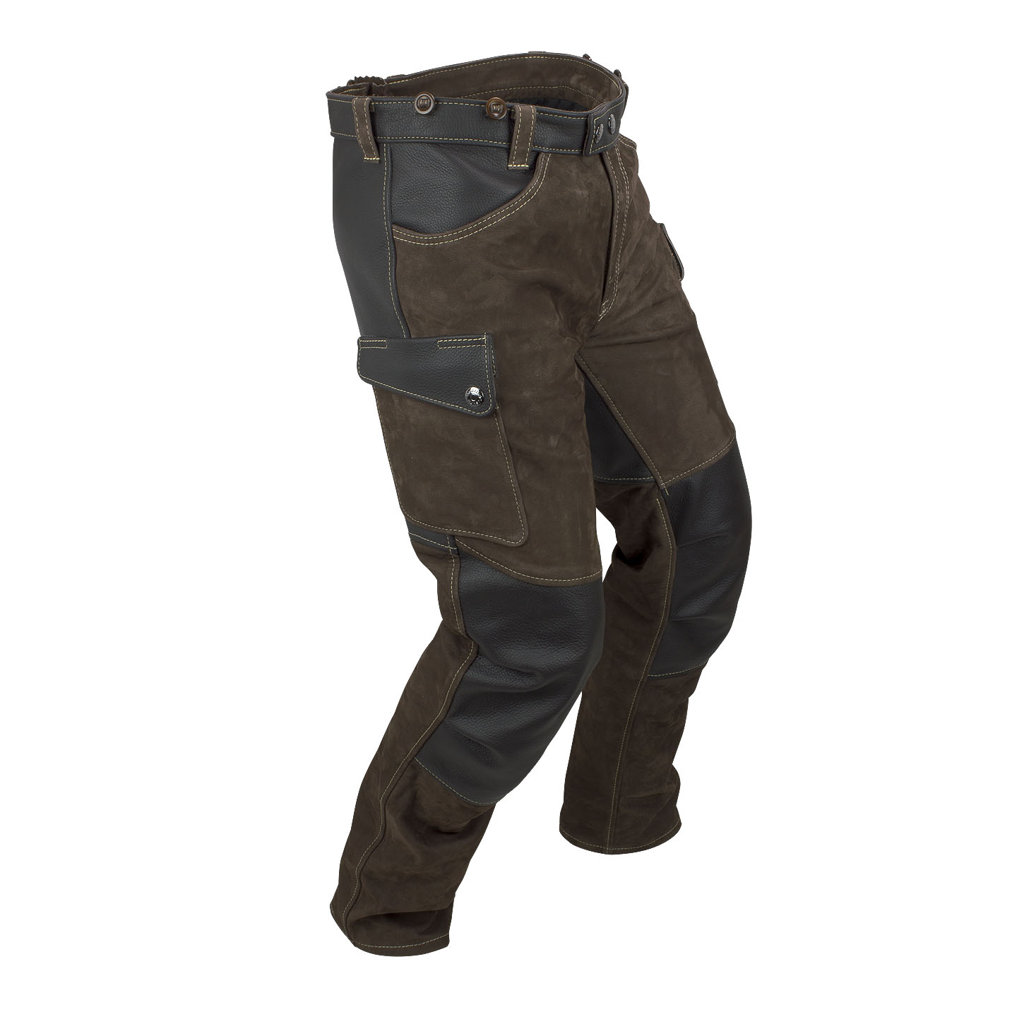 Lederhose »Holzfäller« in der Kombination Mocca – Robust in rechter Seitenansicht