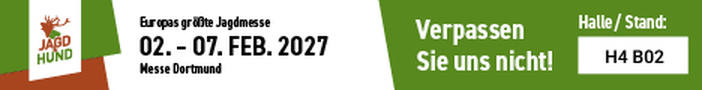 Jagd & Hund 2027, 2. bis 7. Februar, Messe Dortmund, Halle 4, Stand B02