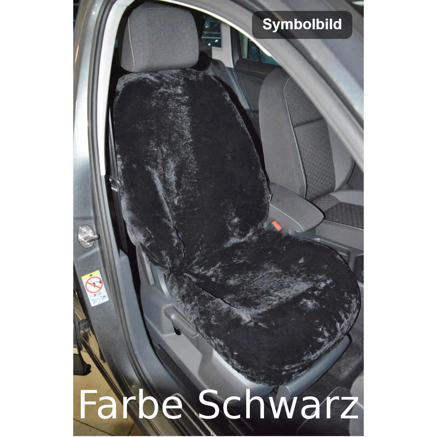 Symbolbild – Autositzbezug aus Lammfell in Farbe Schwarz, Abbildung ähnlich