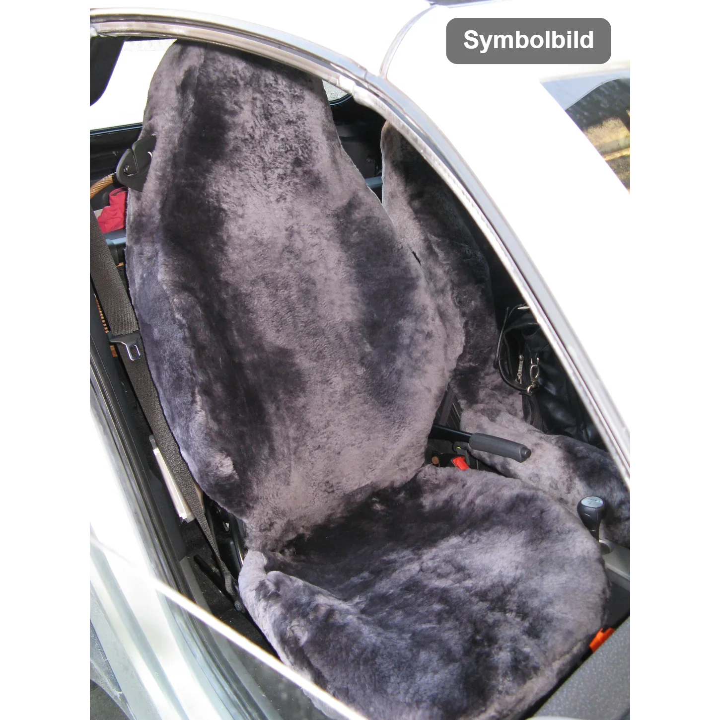 Symbolbild – Autositzbezug aus Lammfell in Farbe Anthrazit für Smart ForTwo, Abbildung ähnlich