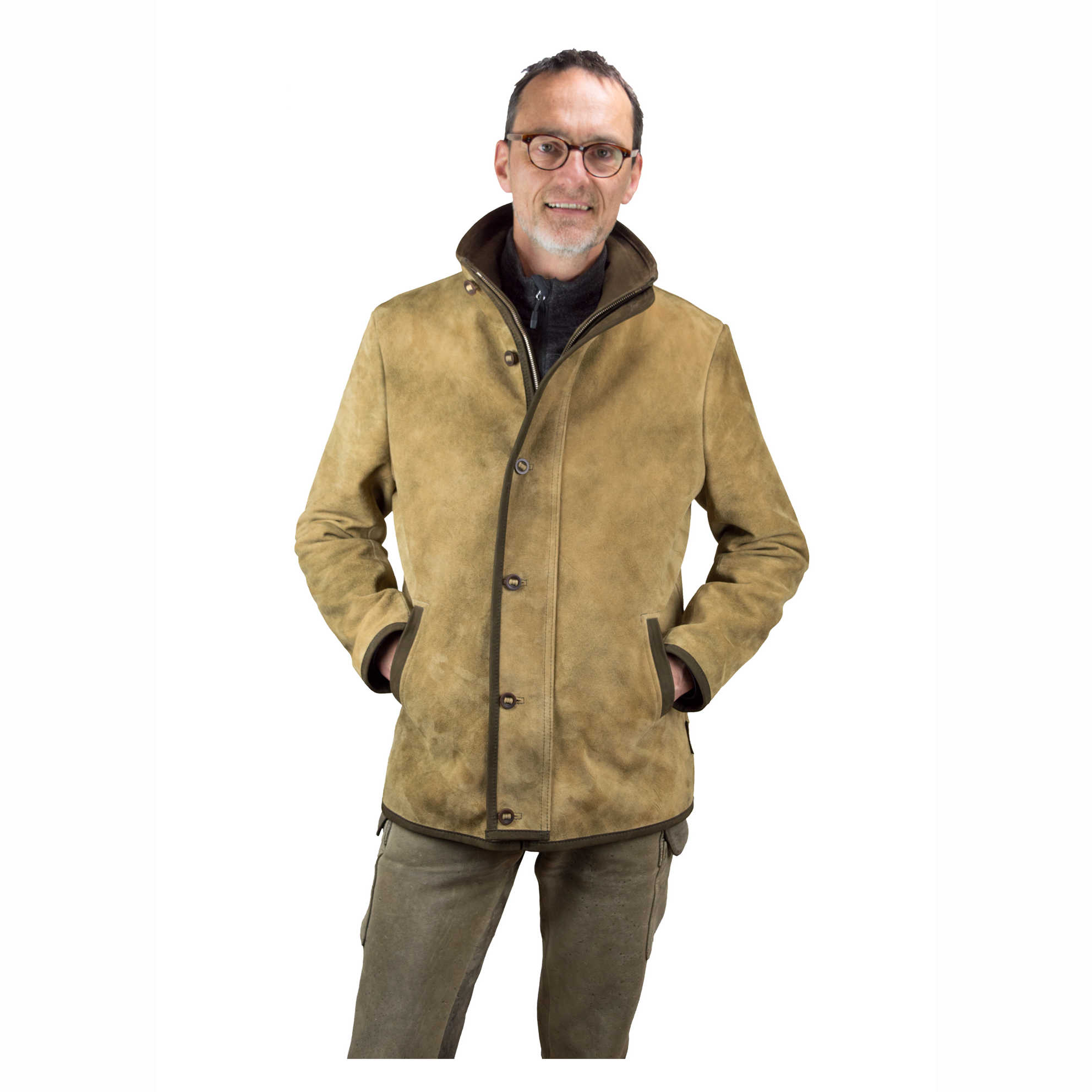 Model mit Lederjacke »Bergamo« in Vorderansicht, die Jacke ist geschlossen