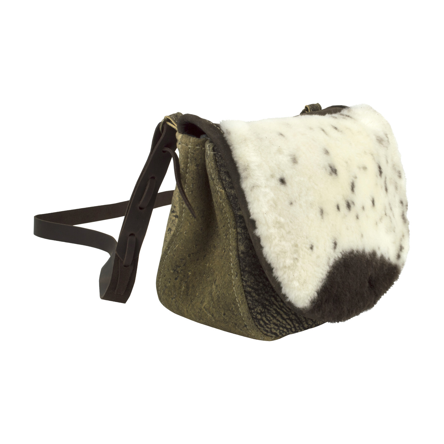 Handtasche Unika aus Leder mit Lammfellklappe