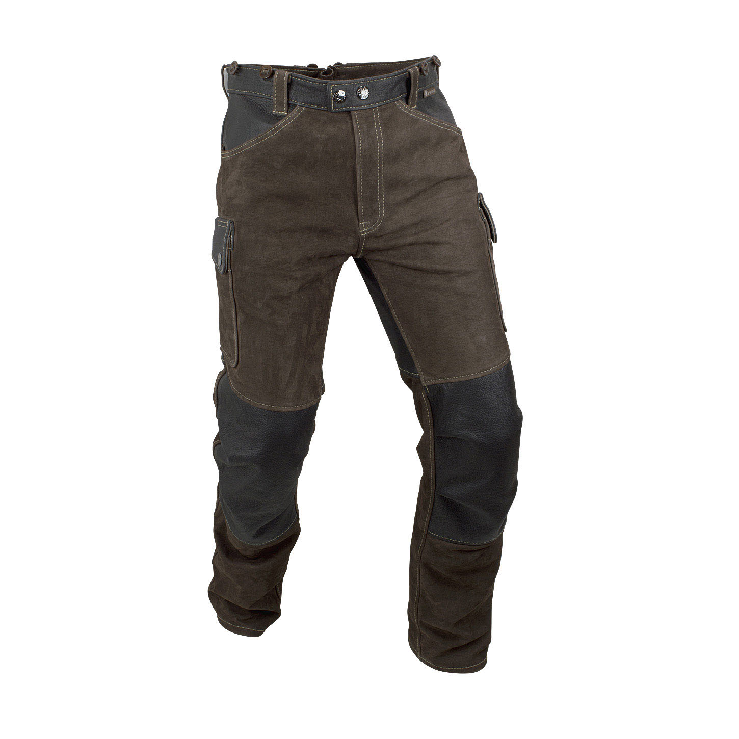 Lederhose »Holzfäller« in der Kombination Mocca – Robust in Vorderansicht