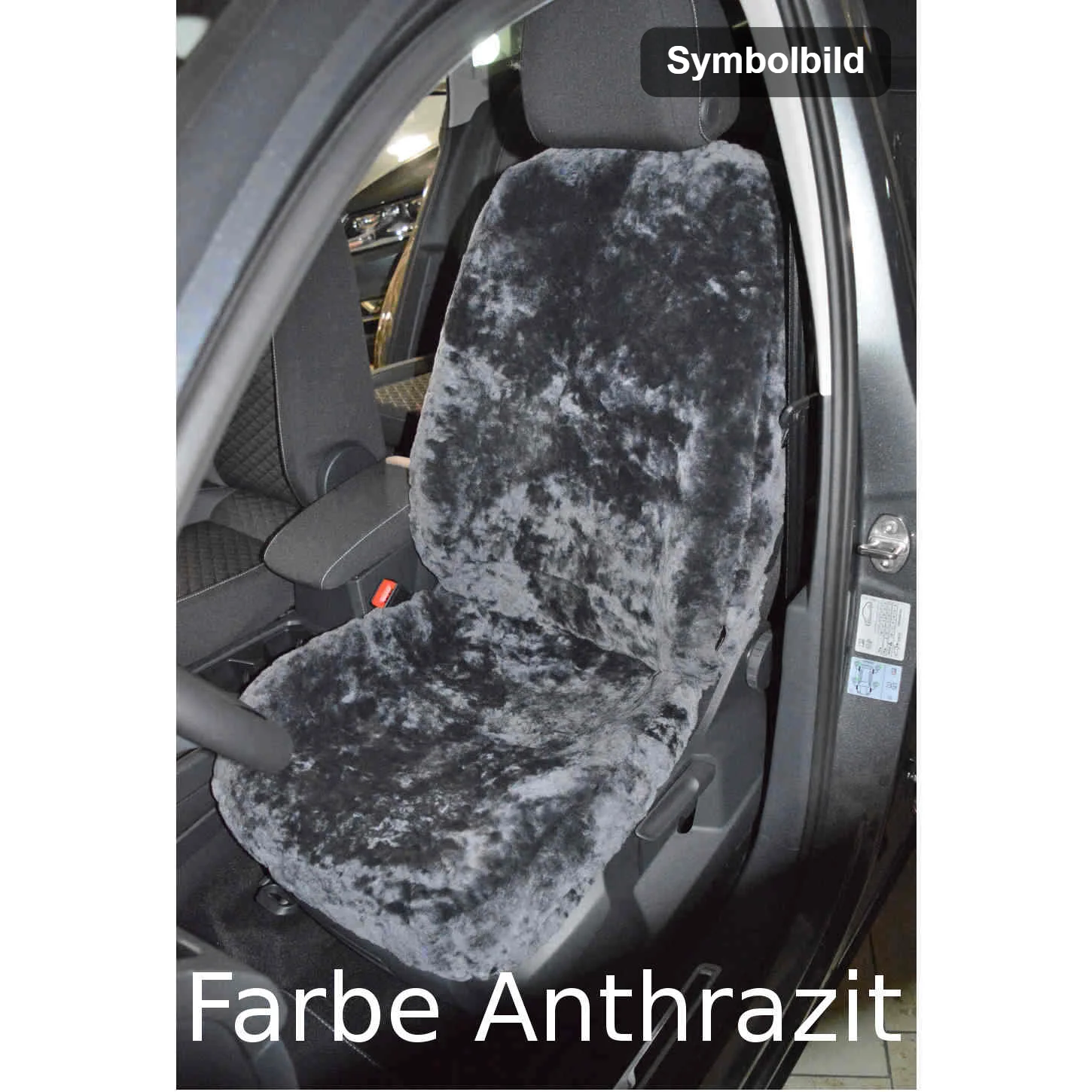 Symbolbild – Autositzbezug aus Lammfell in Farbe Anthrazit, Abbildung ähnlich