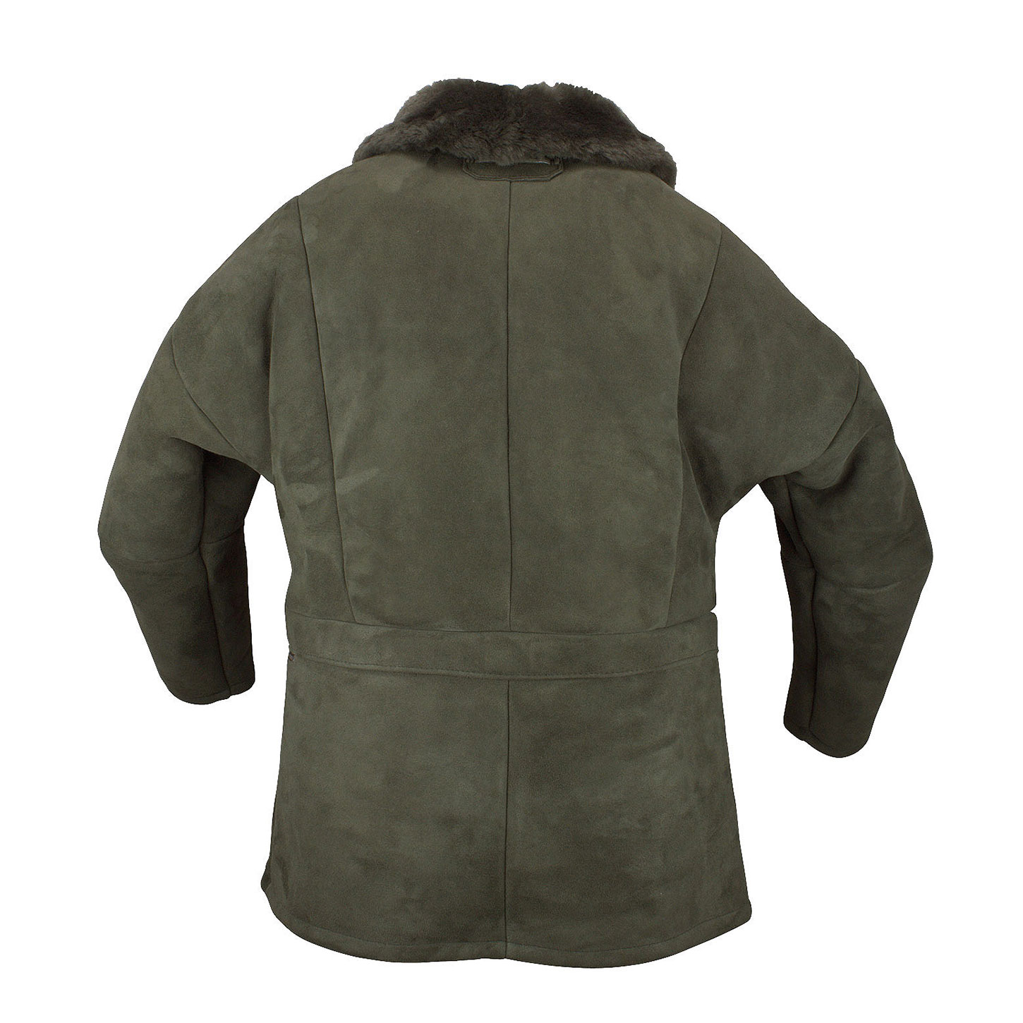 Jagdjacke Arktis unisex, echt Lammfell, Farbe Oliv, Rückansicht